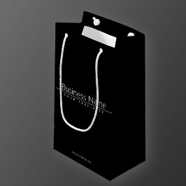 Sacola Para Presentes Pequena Texto Branco Simples e Elegante sobre Preto