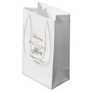 Sacola Para Presentes Pequena Texto Dourado de Nomes de Casais Brancos de Casame