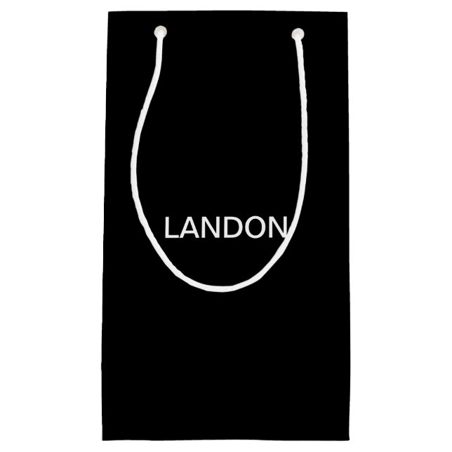 Sacola Para Presentes Pequena Texto Editável Moderno | Preto e Branco (Frente)