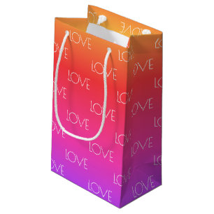 Sacola Para Presentes Pequena Texto Personalizado do Amor Gradiente do Arco-Íris