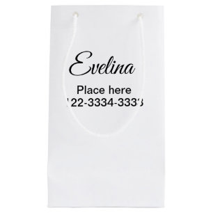 Sacola Para Presentes Pequena Texto simples mínimo adicione seu nome local cidad