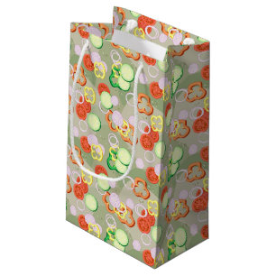 Sacola Para Presentes Pequena Textura com fatias de vegetais