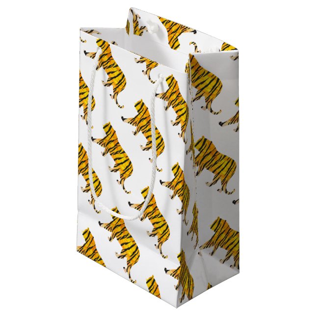 Sacola Para Presentes Pequena Tiger preto e laranja (Frente inclinada)