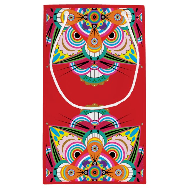 Sacola Para Presentes Pequena Tigre Dragão Mandala Pequeno Saco (Verso)