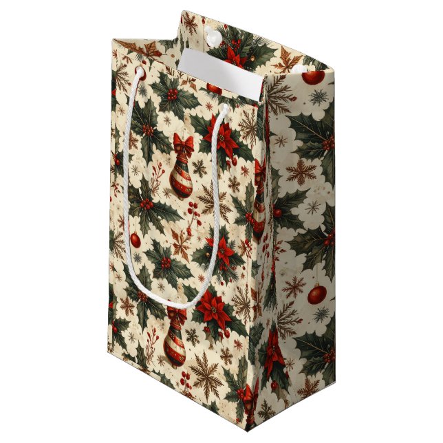 Sacola Para Presentes Pequena Timeless Christmas (Frente inclinada)