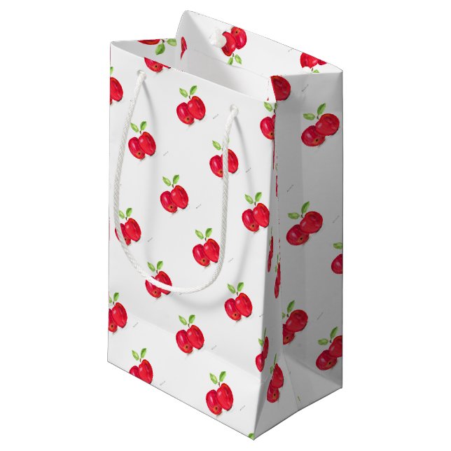 Sacola Para Presentes Pequena Tinta frutada de maçãs vermelhas presente para jar (Frente inclinada)