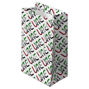 Sacola Para Presentes Pequena Tipografia das cores de bandeira dos Emirados Ára