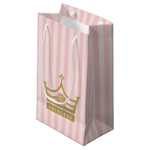 Sacola Para Presentes Pequena Tiras cor-de-rosa-chic e Rosa Dourada