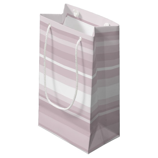 Sacola Para Presentes Pequena tiras rosa rosa quartzo (Frente inclinada)