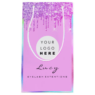 Sacola Para Presentes Pequena Titular do logotipo personalizado da empresa Pink
