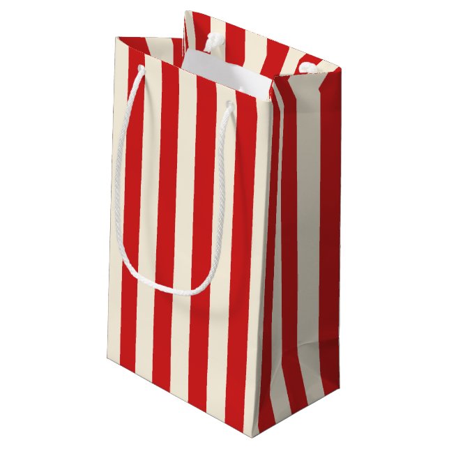 Sacola Para Presentes Pequena Tofu Cream Postbox Red Stripes (Verso inclinado)