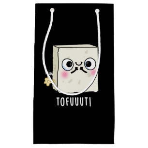 Sacola Para Presentes Pequena Tofuuo Engraçado Farto Tofu Pun Dark BG