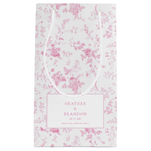 Sacola Para Presentes Pequena Toile Clássico Vintage Floral Rosa Casamento