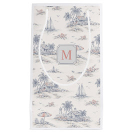 Sacola Para Presentes Pequena Toile Monograma Tropical Costeira Azul Francesa