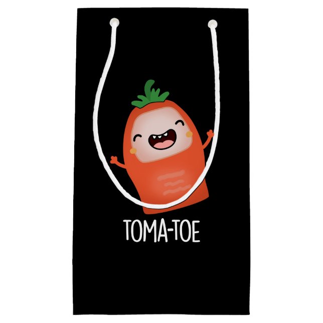 Sacola Para Presentes Pequena Tomate Engraçado Tomate Pun Dark BG (Frente)