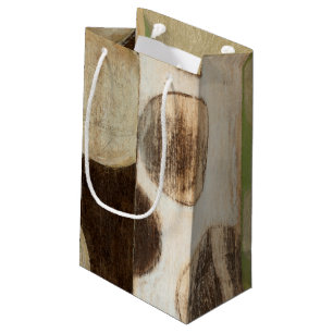 Sacola Para Presentes Pequena Tone da Terra - Painel de Madeira com Círculos