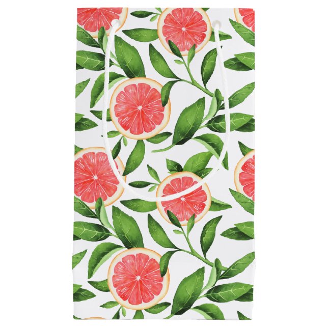 Sacola Para Presentes Pequena Toranjas aquáticas e padrão verde (Frente)