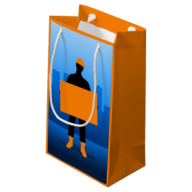 Sacola Para Presentes Pequena Trabalhador de Construção (Verso inclinado)