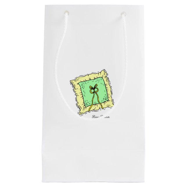 Sacola Para Presentes Pequena travesseiro do Anel da festa de casamento com barr (Frente)