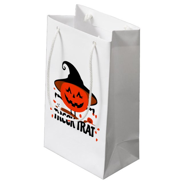 Sacola Para Presentes Pequena Treck Trat Pumpkin sorrindo (Verso inclinado)