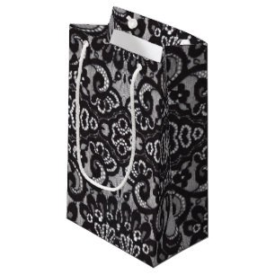 Sacola Para Presentes Pequena trendy bohemian girly lace negro parisiense