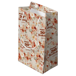 Sacola Para Presentes Pequena Trendy cobre blush burgundy aniversário de 30 anos