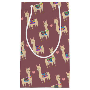 Sacola Para Presentes Pequena Trendy Colorful Lhamas & Hearts