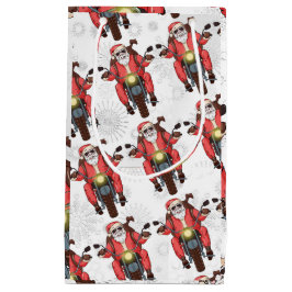 Sacola Para Presentes Pequena Trendy Fun Biker Papais noeis Natal Gift Bag