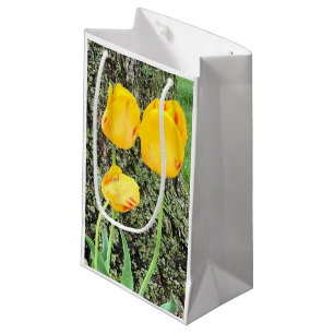 Sacola Para Presentes Pequena Três Tulipas Amarelas /