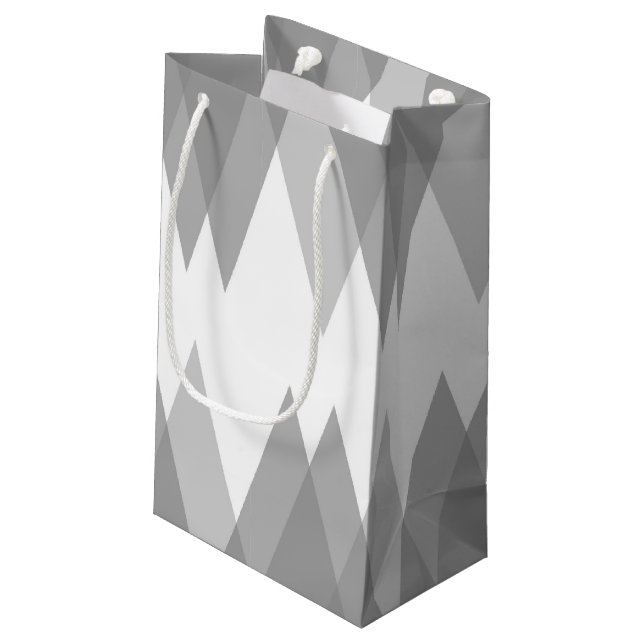 Sacola Para Presentes Pequena triângulos de cinza (Verso inclinado)