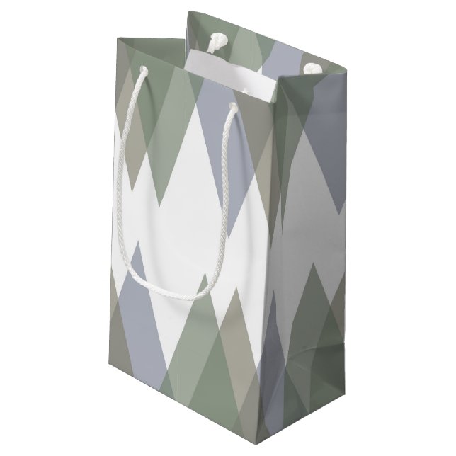 Sacola Para Presentes Pequena Triângulos Khaki (Verso inclinado)