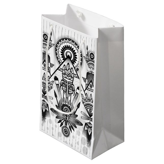 Sacola Para Presentes Pequena Tribal Nativo abstrato (Frente inclinada)