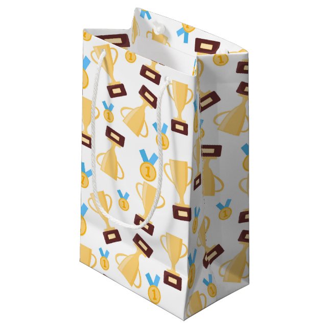Sacola Para Presentes Pequena troféu legal vencedor com tiled  (Frente inclinada)