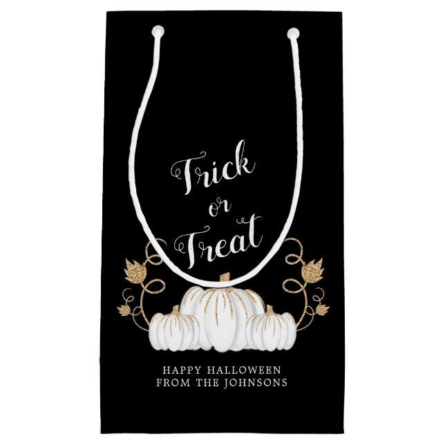 Sacola Para Presentes Pequena Truque Negro Bonito Ou Tratar Abóbora No Halloween (Frente)