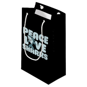 Sacola Para Presentes Pequena Tubarões de amor à paz