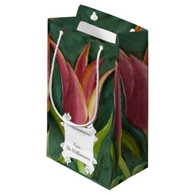 Sacola Para Presentes Pequena Tulipa Vermelha Gorda (Frente inclinada)