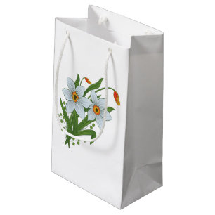 Sacola Para Presentes Pequena Tulipas e Flores de Narcisos