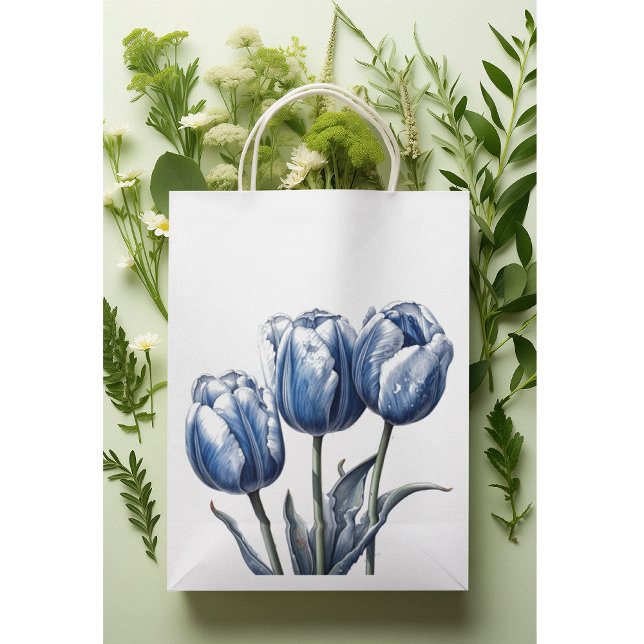 Sacola Para Presentes Pequena Tulipas no Azul Delft (Criador carregado)