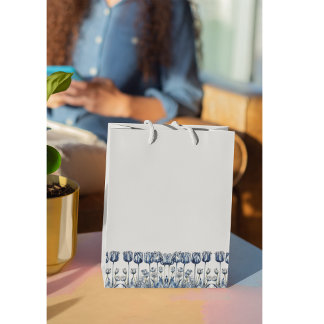 Sacola Para Presentes Pequena Tulipas no Azul Delft