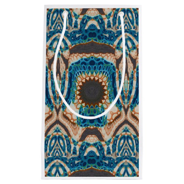 Sacola Para Presentes Pequena Turquesa Dourada Sun Sudoeste Arte (Frente)