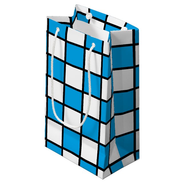 Sacola Para Presentes Pequena Turquesa e preto com destaque (Frente inclinada)