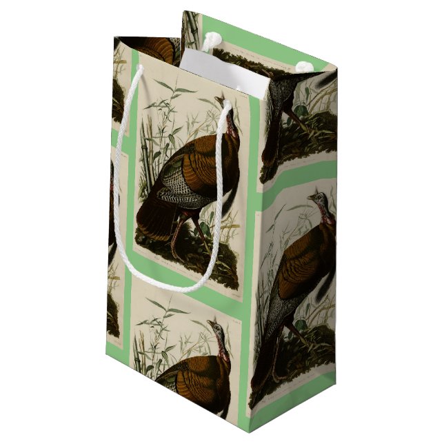 Sacola Para Presentes Pequena Turquia Selvagem (Homem) das Aves da América de Au (Verso inclinado)