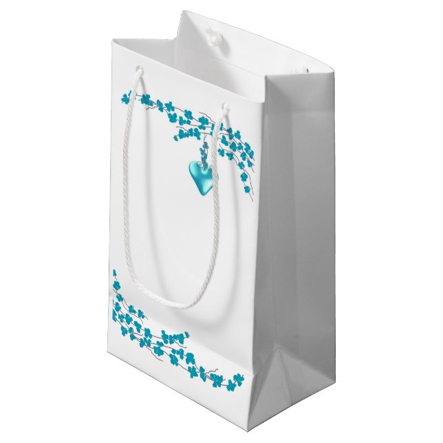 Sacola Para Presentes Pequena Turquoise Blossoms (Frente inclinada)