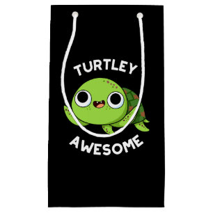 Sacola Para Presentes Pequena Turtley Incrível Tartaruga Engraçada Pun Dark BG