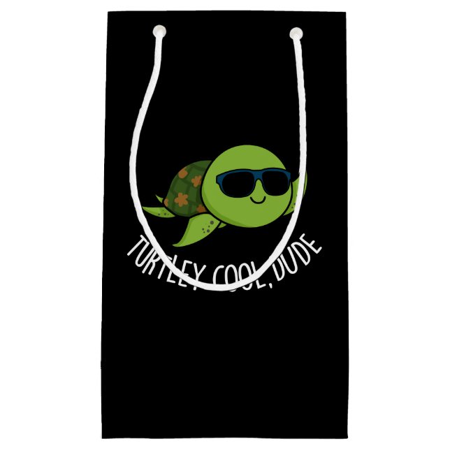 Sacola Para Presentes Pequena Turtley Legal Dude Funny Turtle Pun Dark BG (Frente)