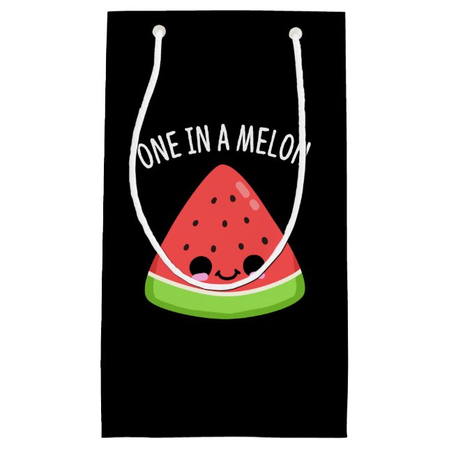 Sacola Para Presentes Pequena Um Em Um Melão Funny Watermelon Pun Dark BG (Frente)