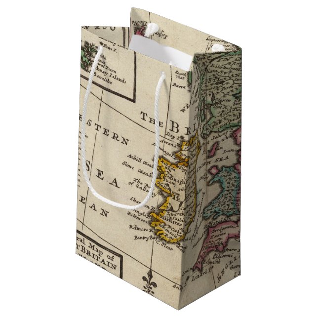 Sacola Para Presentes Pequena Um mapa geral de Grâ Bretanha e de Ireland (Verso inclinado)