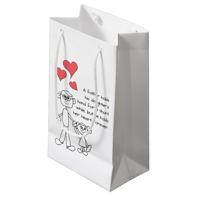 Sacola Para Presentes Pequena Um pai guardara a mão da sua filha (Frente inclinada)