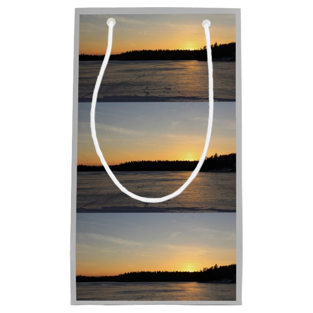 Sacola Para Presentes Pequena Um por do sol congelado (Frente)