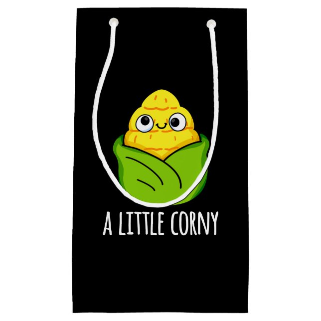 Sacola Para Presentes Pequena Um Pouco Engraçado Milho Engraçado, Milho Negra (Frente)